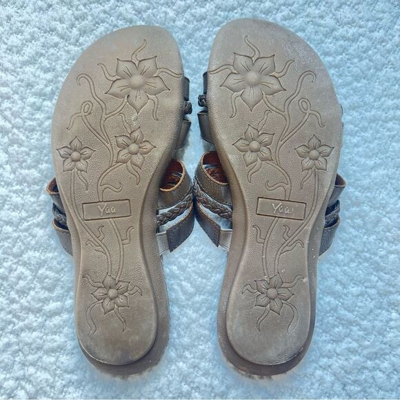 Yuu Acelin Brown Braided Strappy Slide Sandals Slip On Women’s SZ 6 - Picture 7 of 13
